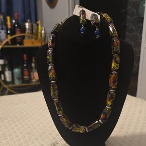 Artisan Multicolor African Glass Beaded Necklace Set